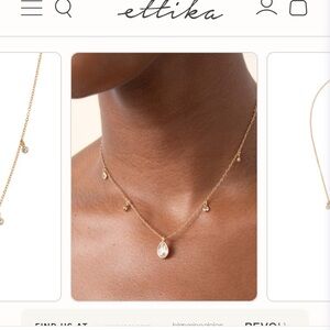 Ettika Gold Necklace with Clear Teardrop Charm